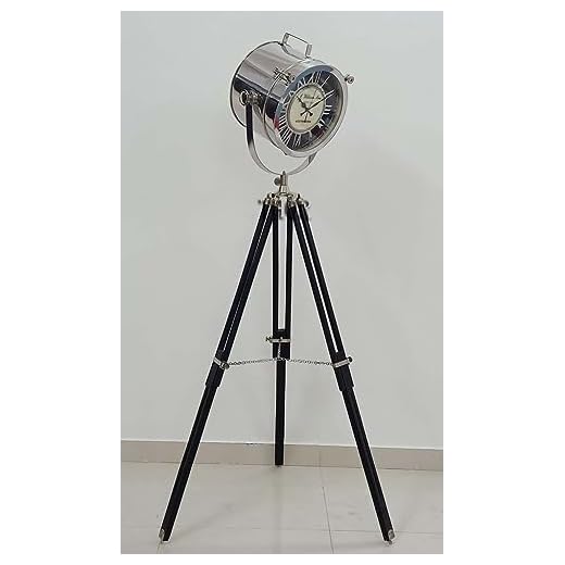 THOR INSTRUMENTS Collection Antique Victorian London Vintage Style Floor Clock with Adjustable Wooden Black Wooden Tripod Stand