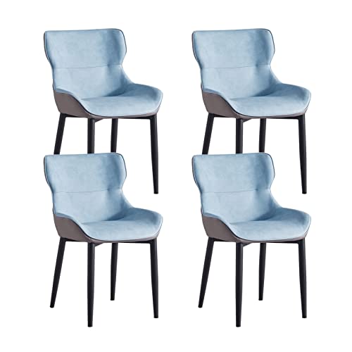 SJIALEN Dining Chairs Set of 4, Modern Water Proof PU Leather Side Chairs with Carbon Stee Legs Living Room Kitchen Counter Chairs Kitchen Chair (Color : Sky Blue)