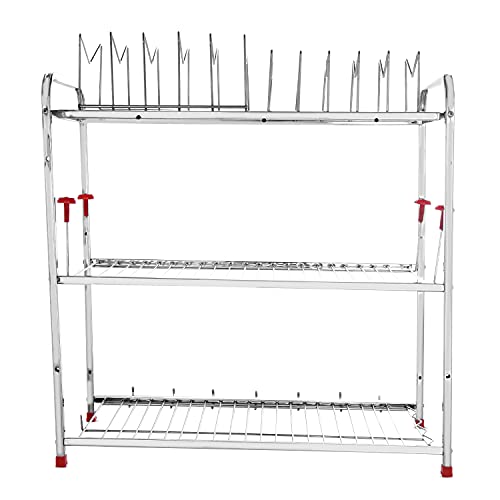 Image of LiMETRO STEEL Stainless Steel 3 Shelf Wall Mount Kitchen Racks | Utensil Stand for Kitchen | Utensil Rack for Kitchen | Kitchen Utensils Rack (Size: 24x24 inch)