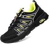 Eagsouni Turnschuhe Laufschuhe Traillaufschuhe Sportschuhe Herren Damen Sneaker Atmungsaktiv Leicht Joggingschuhe Walkingschuhe Traillauf Fitness Schuhe, Schwarz/Grün, 45 EU