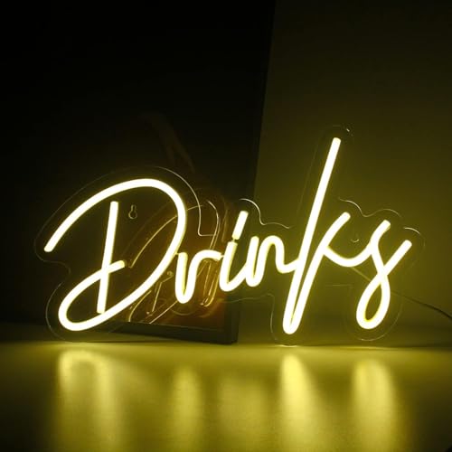 Looklight Drinks Buchstaben Leuchtreklame Warmweißes LED-Neonlicht Wort Lichtzeichen Neon Schild Dekorative Wandleuchten für Shop Restaurant Esszimmer Bar Pub Party Dekoration
