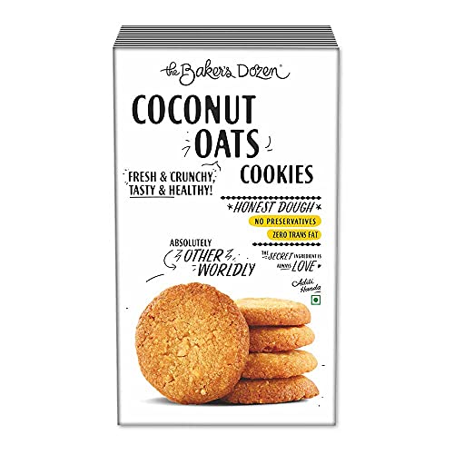 The Baker’s Dozen Handmade Coconut Oats Cookies | Delicious Fresh And Crunchy Cookies | Wholesome and Flavourful Treats | Preservative-free | Eggless | 150g | Pack of 1
