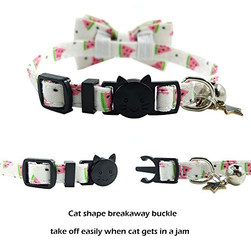 Image of Bowtie Cat Collars Breakaway with Bell, Adjustable Cute Kitty Collars Safety Buckle Kitten Collar for Cat Puppy 7.5-11in