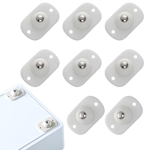Self Adhesive Mini Caster Wheels, Ball Casters for Kitchen Appliance, 360° Swivel Universal Wheel Roller Castors, Sticky Pulley for DIY, Trash Can, Storage Box, Small Appliance (8, White)