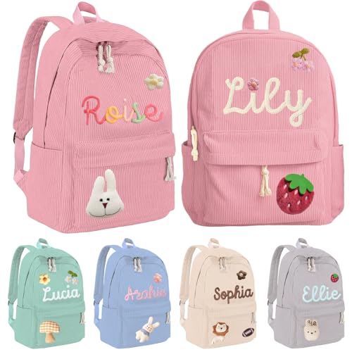 Personalized School Backpacks Custom Corduroy Backpack with Name Customized Cute Backpacks for Her Dance Travel Backpack Personalized Back to School Gifts - Main Image