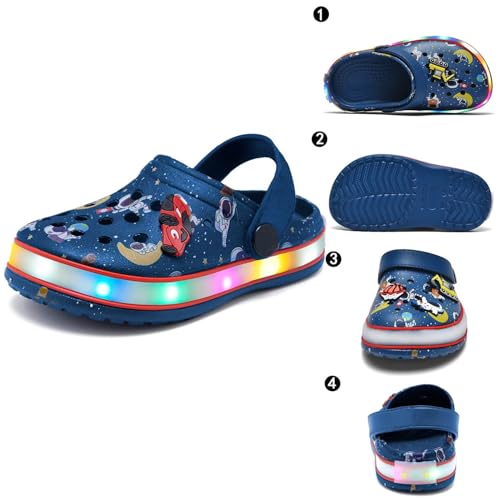 Image of XPKWS Toddler Kids Clogs Boys Girls LED Garden Shoes Light up Sandals Slip on Quick Dry Beach Slippers