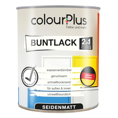 colourPlus®️ 2in1 Buntlack (750ml, RAL 9005 Tiefschwarz) seidenmatter Acryllack - Lack für Kinderspielzeug - Farbe für Holz - Holzfarbe Innen - Made in Germany