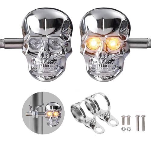 Motorcycle Turn Signals Led Skull Blinkers 10mm Screw Indicator Light