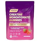 VYHTHY Creatine Monohydrate Gummies – with Collagen, BCAAs, L-Glutamine, Biotin, Zinc, Vitamin D3 & Hyaluronic Acid – Daily Pre & Post Workout Recovery, Sugar-Free（150 Gummies）