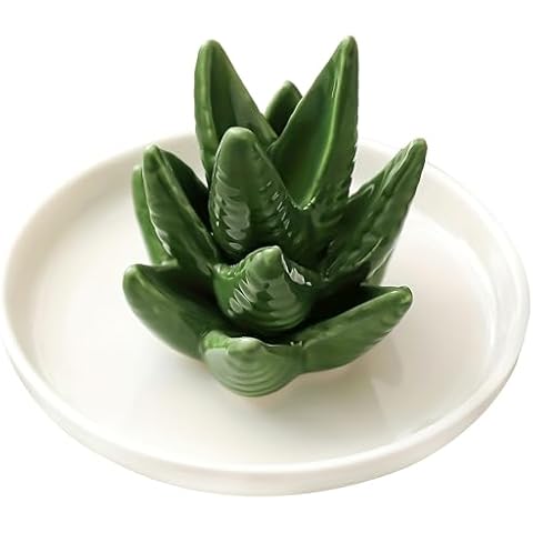 XuoAz Aloe-Ring-Holder Jewelry-Tray Ceramic Cactus-Ring-Dish Trinket Tray for Best Friends Gifts Women Her Mom Sister Coworker Christmas-Gifts Cover