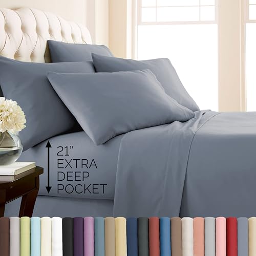 Southshore Fine Living 21 Inch Extra Deep Pocket Full Sheet Set Slate Blue by Southshore Fine Living, Inc. - Used condition - US$31.84