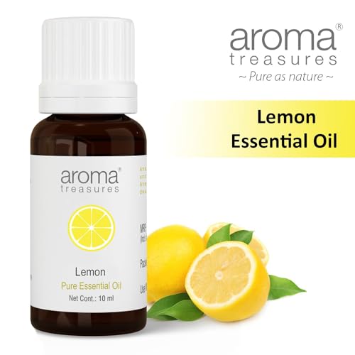 Image of Aroma Treasures Lemon Essential Oil | 100% Pure & Natural Theraputic Essential oil for healthy Skin, body, Aromatherapy - 10ml