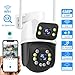 PTZ 2.4G/5G WiFi Outdoor security wireless 2X3MP Dual Lens Linkage Human Detect Pan tilt Digital zoom Auto Tracking Home Surveillance Camera 2-way audio color night vision ICsee &3M cable to yr outlet