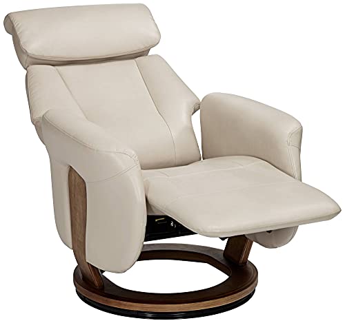 Benchmaster Augusta Taupe Faux Leather Swivel Recliner Chair Modern Armchair Comfortable Manual Reclining Footrest Adjustable Upholstered For Bedroom Living Room Reading Home Relax Office #TOP6