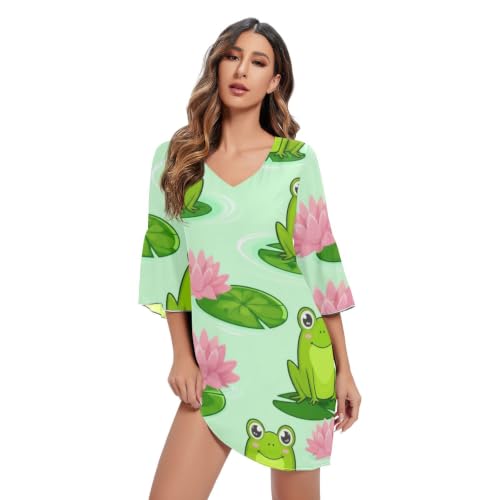 Robe courte en mousseline grenouilles fluide et respirante chic