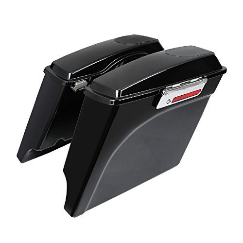 SLMOTO Motorcycle Saddlebags 5 Inch Stretched Saddle Bags Extended Saddlebags w/5x7 Speakers Fit for Harley Touring Road Glide Electra Glide Ultra Classic 1993-2013 2012 2011