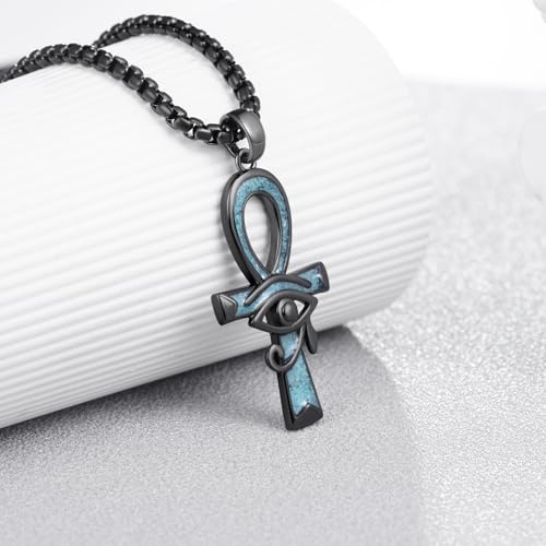 Ankh Necklace 925 Sterling Silver Turquoise Ankh Necklace Protection Egyptian Jewelry Gifts for Men Women3