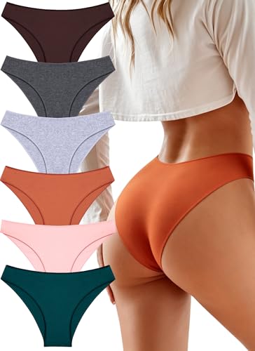 Image of UNDER THE SEA Cotton Underwear for Women 6 Pack Sexy Bikini High Cut Breathbale Cheeky Panties Underwear Womens Lingerie
