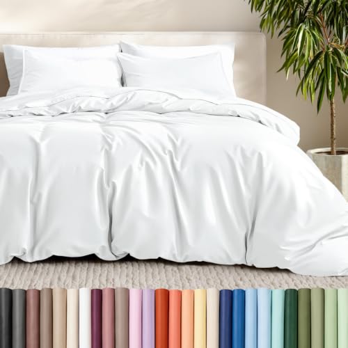Bare Home White Microfiber Queen Duvet Cover Set
