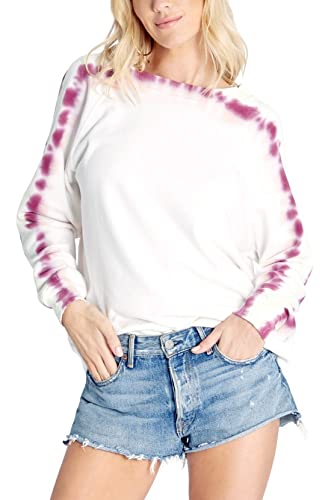 Wildfox Women's Sommers Pullover Sweatshirt, Aloe Edge Dye, Medium