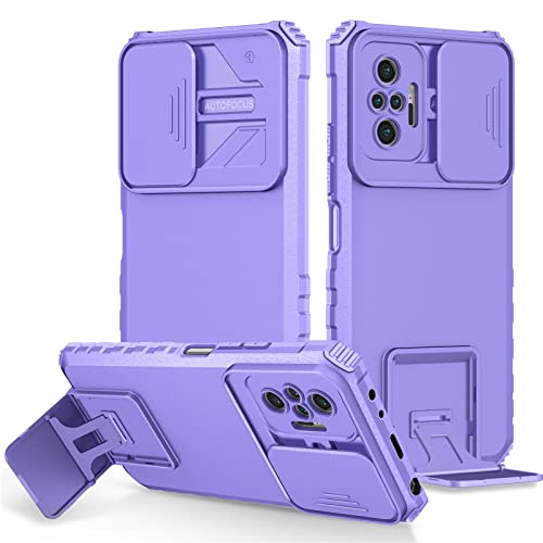 Redmi Note 10 Pro Case, EabHulie Dual Layer TPU PC Stand Case with Sliding Camera Cover for Xiaomi Redmi Note 10 Pro / 10 Pro Max Purple