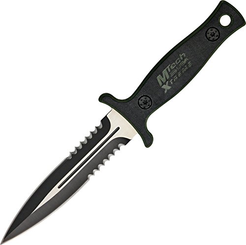 MTech USA Xtreme MX-8059GN Fixed Blade Tactical Knife, Two-Tone Half-Serrated Blade, Black/Green Handle, 9-Inch Overall