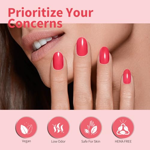 Image of CANNI Bright Red Gel Nail Polish, 1Pcs Red Gel Polish Color Nail Polish High Gloss Soak Off U V Nail Manicure Salon DIY