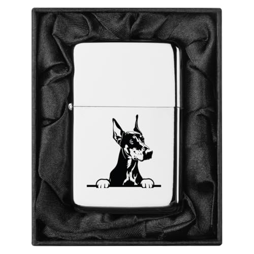 Encendedor en caja de regalo con perro Doberman miniatura 1