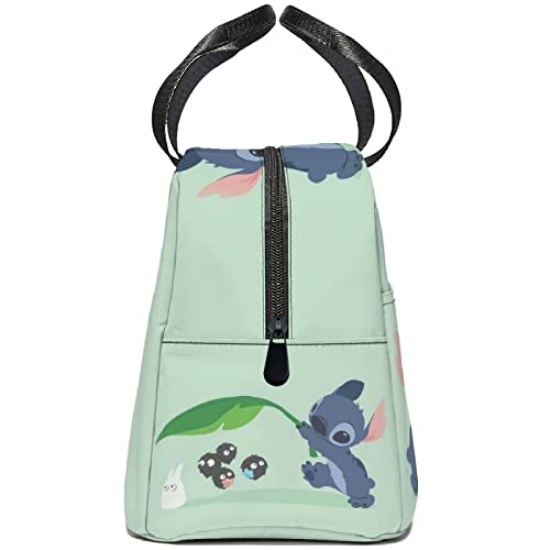 Hugkttj Green Cartoon Insulated Lunch Bag Reusable Cooler Lunch Box Organizer For Women Outdoor Party Picnic Travel #TOP3