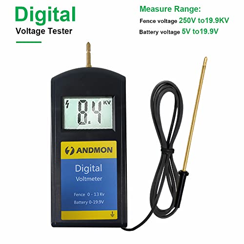 Image of Andmon Electric Fence Tester Battery Testing Digital Electric Fence Voltage Tester Testing Range 250 to19900V LCD Voltage Detector Gardening Tools