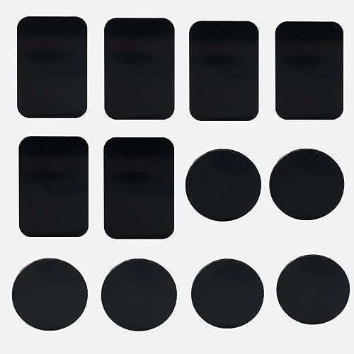 DACUAN Metal Plate for Phone Magnet, 12 PCS Car Magnetic Phone Holder Metal Plate Phone Magnet Holder Mount Strong Sticky Stickers Suitable for All Smartphones
