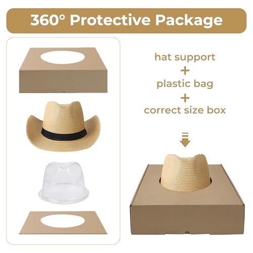 Image of Straw Cowboy Hat for Men Women Western Cowgirl Hats with Shapeable Wide Brim for Beach Sun Summer