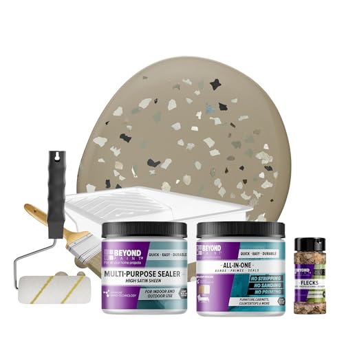 Beyond Paint Smoked Gray Flecks Countertop Makeover Kit with Paint, Sealer, Flecks, and Tools for Countertops, Pebble