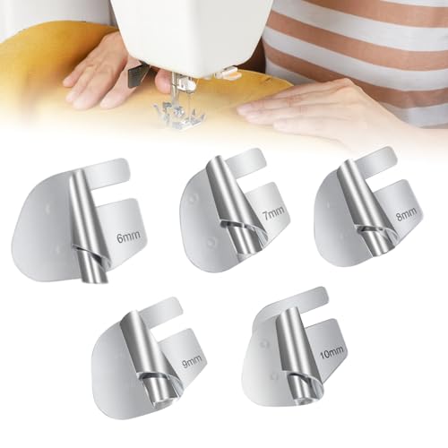 YUUTIAL 5 Piezas Prensatelas Maquina Coser,Acero Inoxidable Prensatelas Dobladillo Domésticas E Industriales Máquinas Coser Pie para Dobladillo (6-10mm)