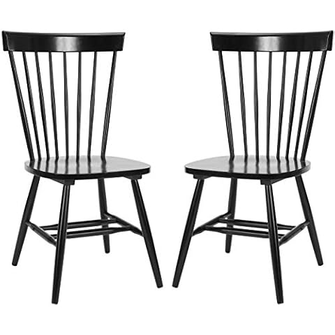 SAFAVIEH Parker Spindle Windsor Set of 2 Dining Chair, 17, Black Cover