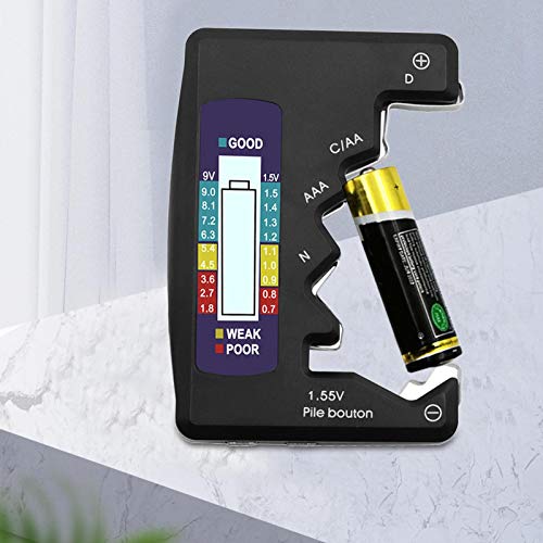 Obobb Testador de bateria universal, testador de bateria, tela LCD, dispositivo de medição de tensão