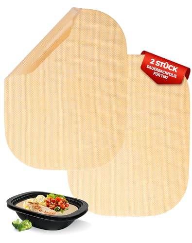 2 Stück Permanent Dauerbackfolie für Thermomix TM7 Varoma, Wiederverwendbare Backmatte, Antihaft & 250 °C hitzebeständig, Spülmaschinenfest, Zubehör für Thermomix TM7 & Varoma