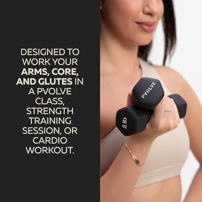 Pvolve 2lb Lightweight Neoprene Coated Dumbbell Set - Home Gym Fitness Equipment Designed For Comfart And To Fit Perfectly in the Palm of Your Hand