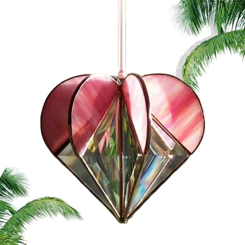 DMAIS Papamulador solar en forma de corazón, hecho a mano de fibra de vidrio, colgante de sol hecho a mano para colgar decoraciones para San Valentín