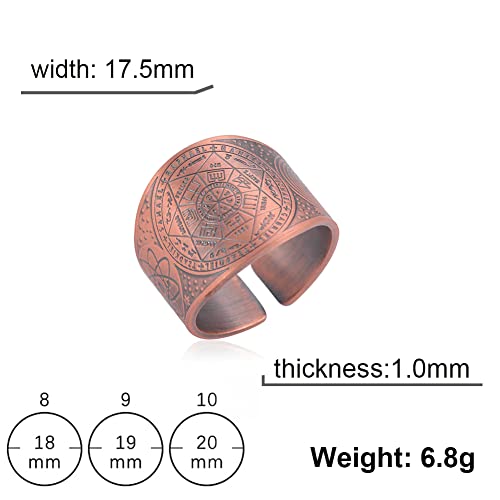 Amaxer Seven Archangels Ring for Men Stainless Steel Copper Seal of Solomon Tetragrammaton Archangels Protection Ring Statement Band for Men Women3