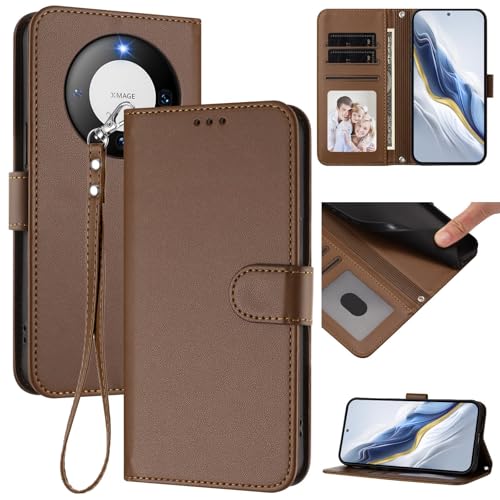 Pzwoxukhov Compatible with Huawei Mate 60 Case Cover,Compatible with Huawei Mate 60 Phone Case,Solid Color flip Shockproof Case Cover Brown