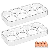 Levemolo Portauova da Frigorifero 8 Uova in Plastica Durevole Contenitore per Conservare Uova, Adatto a Dispense e Picnic 2 Pezzi