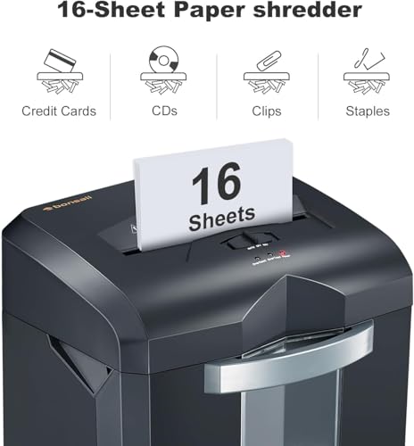 image for Bonsaii 14-Sheet Microcut Paper Shredder, 60-Minute Home Office Heavy 