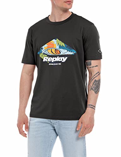 T-shirt Replay M6496 homme en coton col rond manches courtes noir