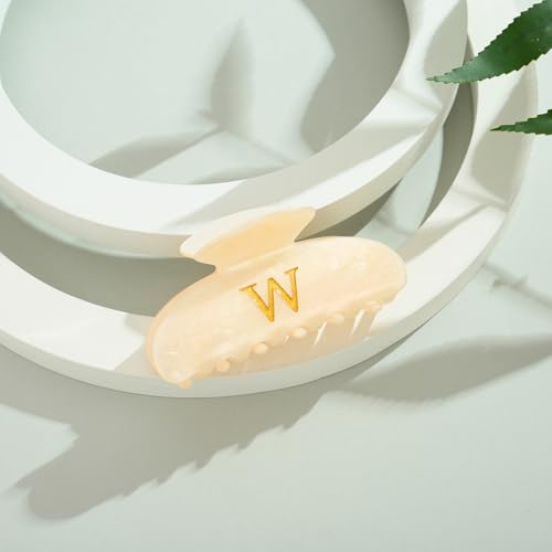 Image of LILIE&WHITE Acrylic Letter Hair Clips For Women Stylish W Initial Hair Claw Alphabet Hair Clip Fashion Glitter Monogram Claw Clip Elegant And Durable Hair Accessory Large Hair Clips W