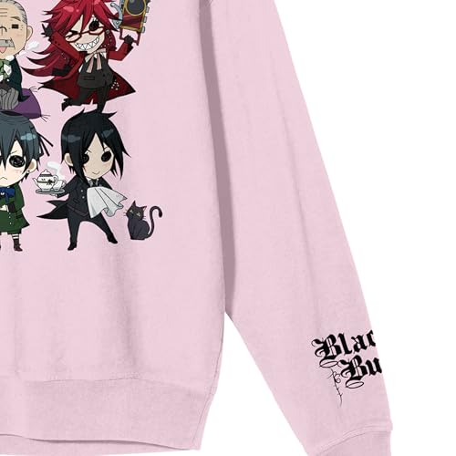 Bioworld Black Butler Chibi Characters Crew Neck Long Sleeve Cradle Pink Adult Sweatshirt3