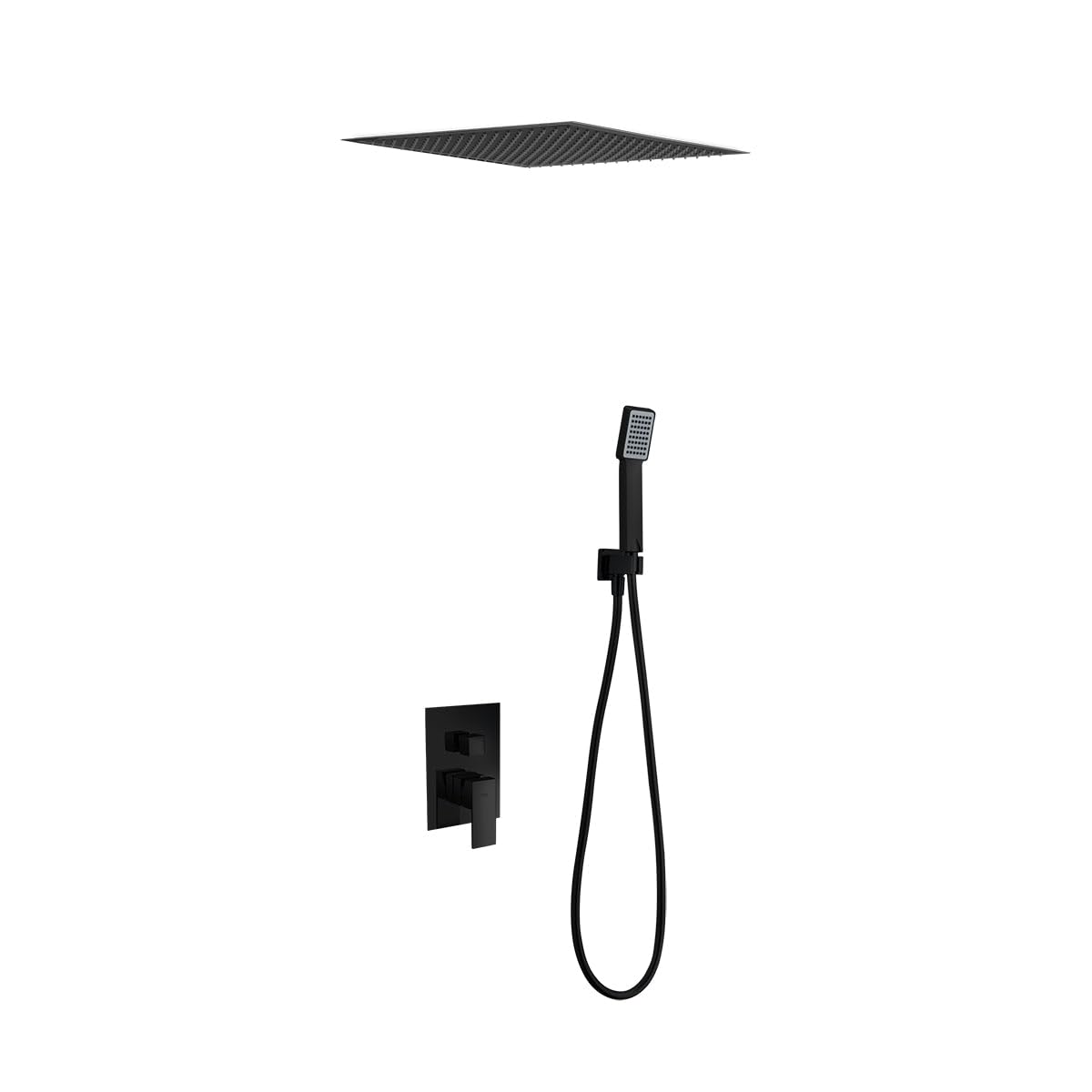 Kit de douche encastrable plafond noir mat pour rénovation salle de bain