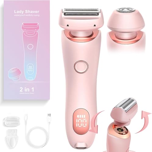 Solys - Maquinilla de afeitar suave para mujer, maquinilla de afeitar eléctrica 2 en 1 para mujer en húmedo y seco, maquinilla de afeitar facial impermeable, recortadora de bikini, depiladora