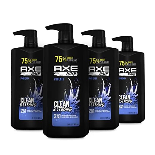 AXE Wash and Care for Clean and Strong Hair Phoenix 2-in-1 Shampoo and Conditioner Crushed Mint and Rosemary 100 percent Recycled Bottle 28 oz 4 Pack