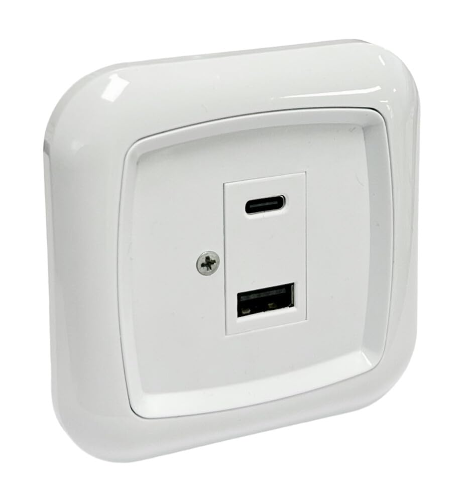 Prise USB encastrable double connecteur blanc chargeur mural gain de place espace restreint